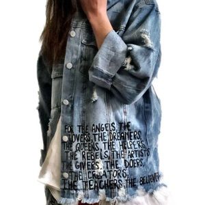 Wren and Glory Dripping Heart Denim Jacket